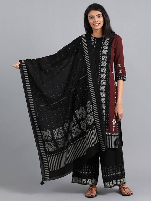black cotton dupatta - 17927063 - Very Small Image - 1