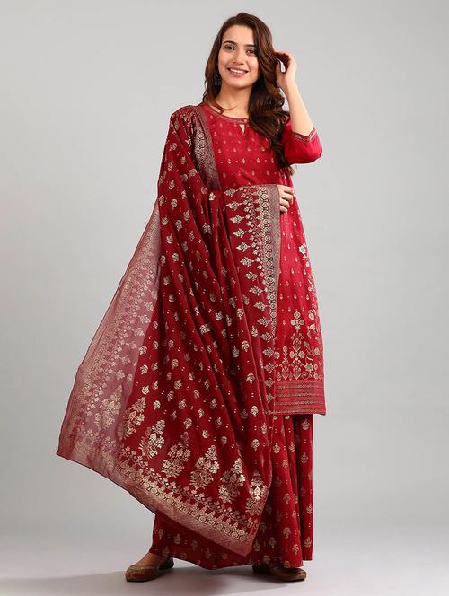 red polyester dupatta - 17927080 - Very Small Image - 1