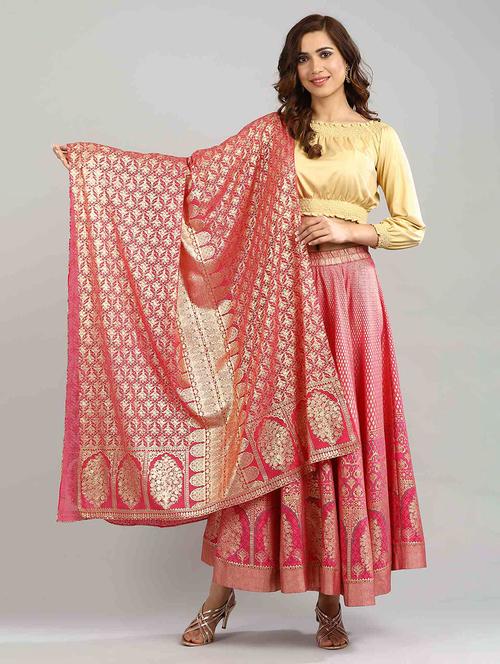 pink polyester dupatta - 17927083 - Very Small Image - 1