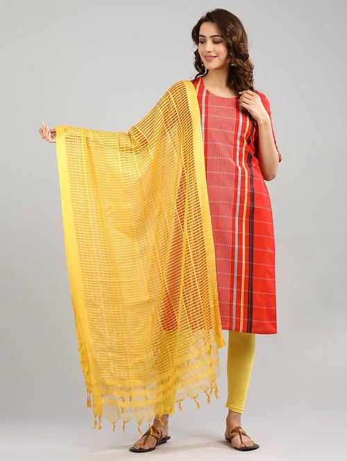 yellow cotton dupatta - 17927096 - Very Small Image - 1