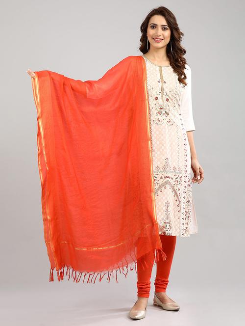 orange viscose dupatta - 17927100 - Very Small Image - 1