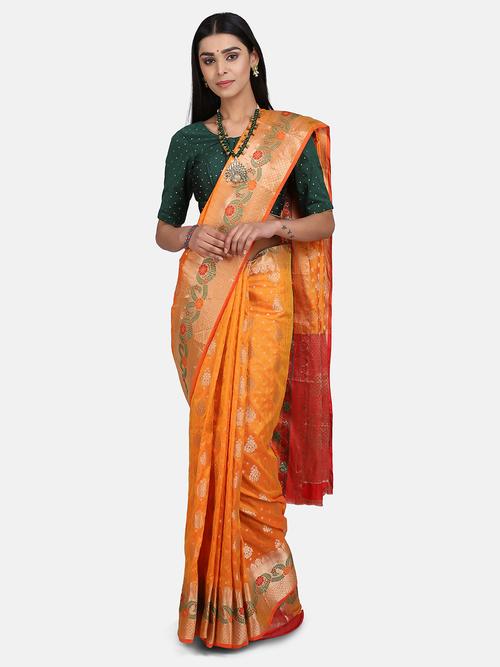 yellow cotton silk designer party wear - 17927260 - Very Small Image - 1