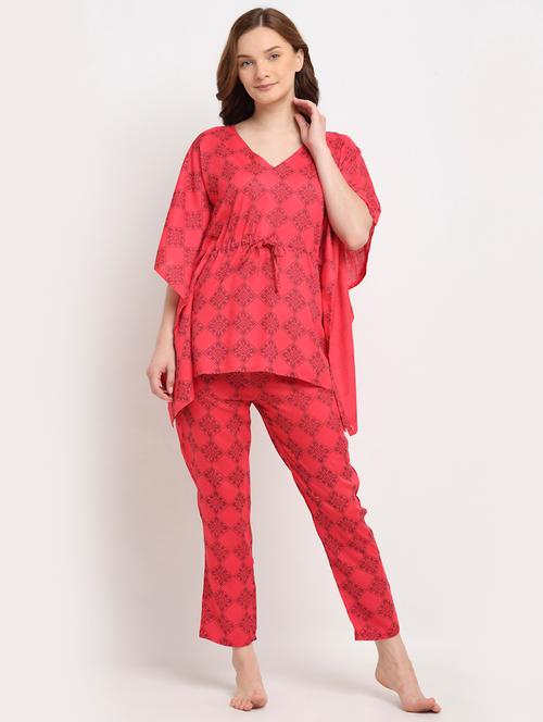 pink printed nightwear pajama set - 17927589 - Very Small Image - 1