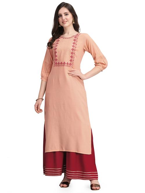 yoke embroidered straight kurta - 17927883 - Very Small Image - 1