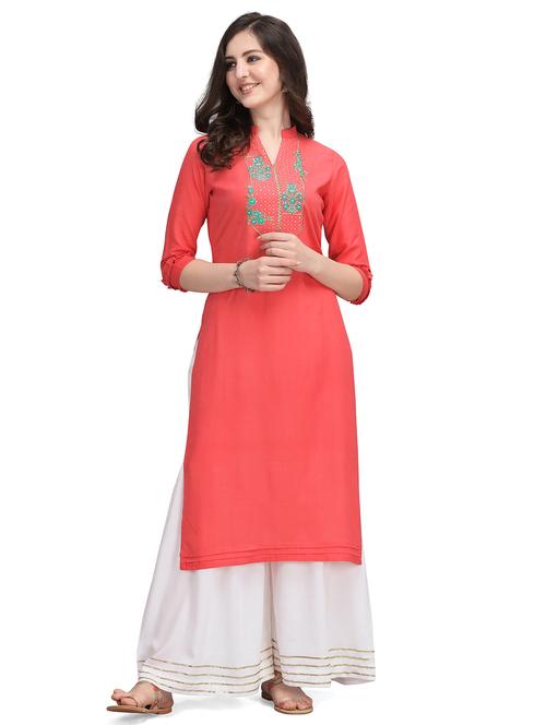 embroidered straight kurta - 17927884 - Very Small Image - 1