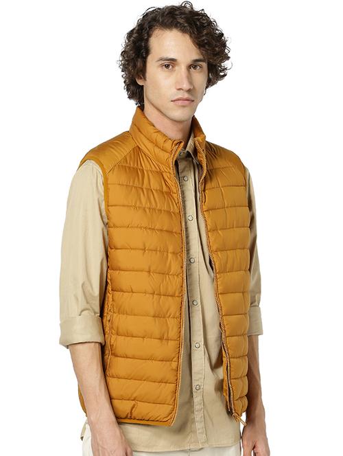 mustard solid quilted jacket - 17928153 - Very Small Image - 1