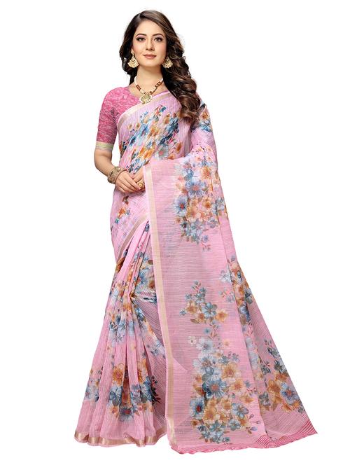 floral printed saree with blouse - 17928698 - Very Small Image - 1