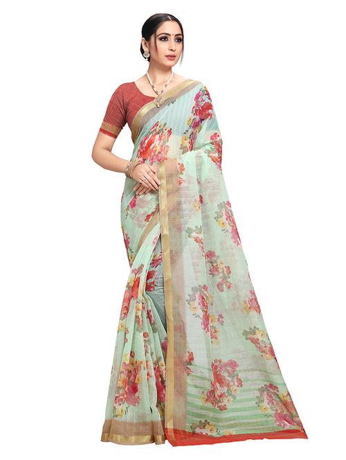 floral printed saree with blouse - 17928712 - Very Small Image - 1