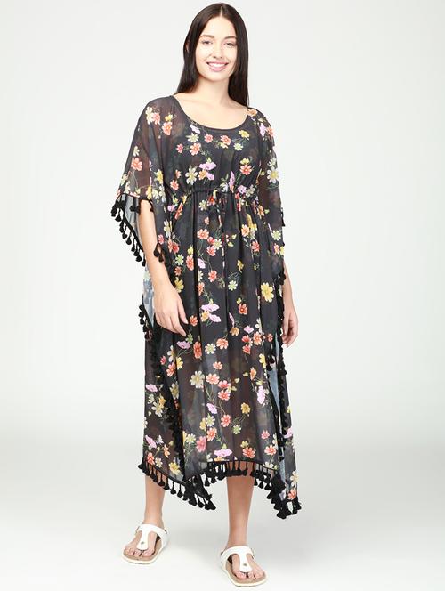 tassel laced floral kaftan dress - 17928763 - Very Small Image - 1