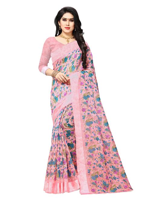 floral printed saree with blouse - 17928765 - Very Small Image - 1