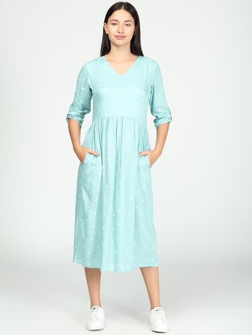 v-neck printed fit & flare dress - 17928767 - Very Small Image - 1