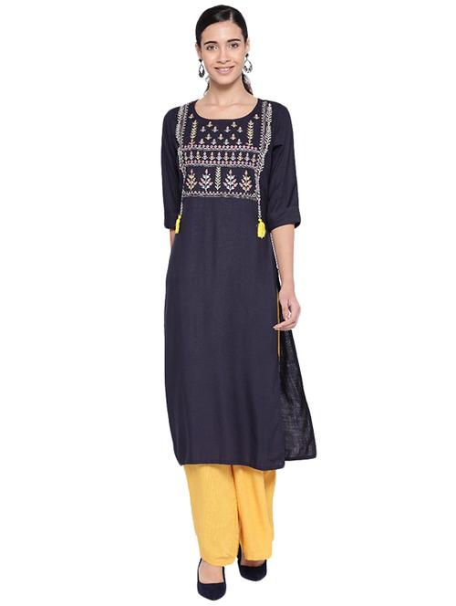 embroidered straight kurta - 17929193 - Very Small Image - 1