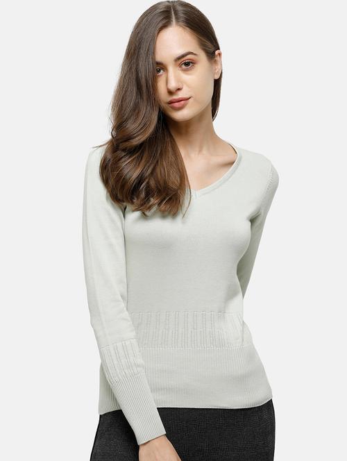 v-neck solid pullover - 17929401 - Very Small Image - 1