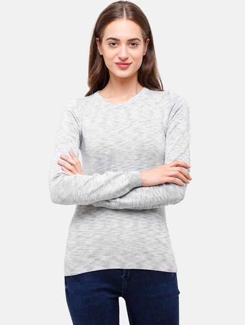 round neck melange pullover - 17929445 - Very Small Image - 1
