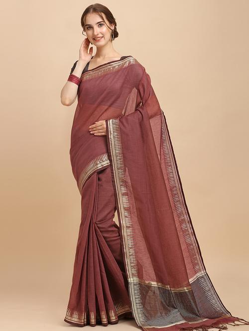 floral handloom saree with blouse - 17929475 - Very Small Image - 1