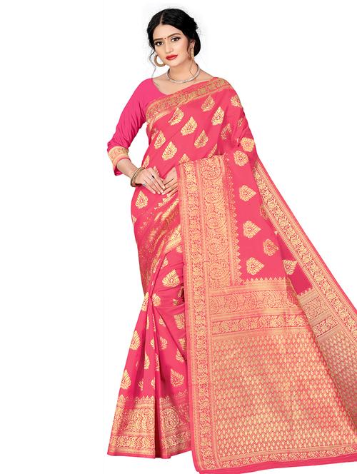 jacquard work banarasi saree with blouse - 17929516 - Very Small Image - 1