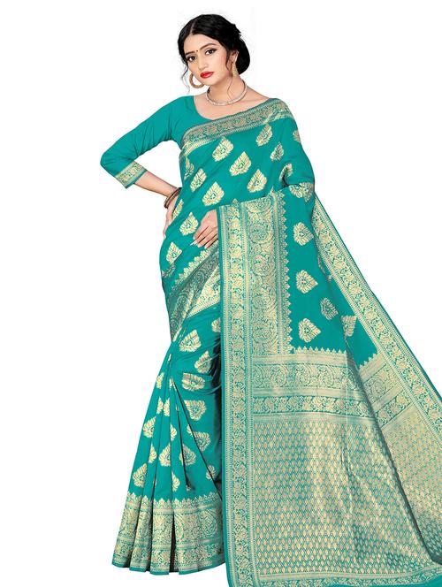jacquard work banarasi saree with blouse - 17929520 - Very Small Image - 1