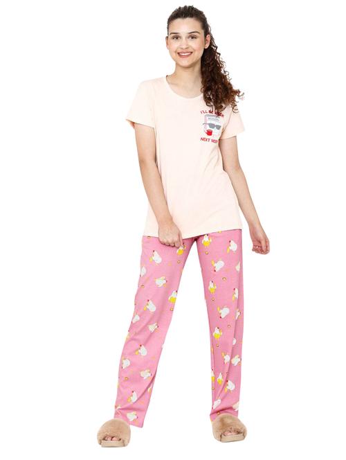 round neck printed nightwear pajama set - 17929741 - Very Small Image - 1