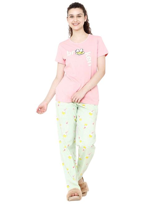 round neck printed nightwear pajama set - 17929742 - Very Small Image - 1