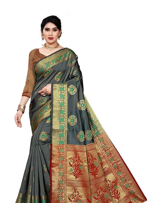traditional banarsi cotton silk saree - 17929809 - Very Small Image - 1