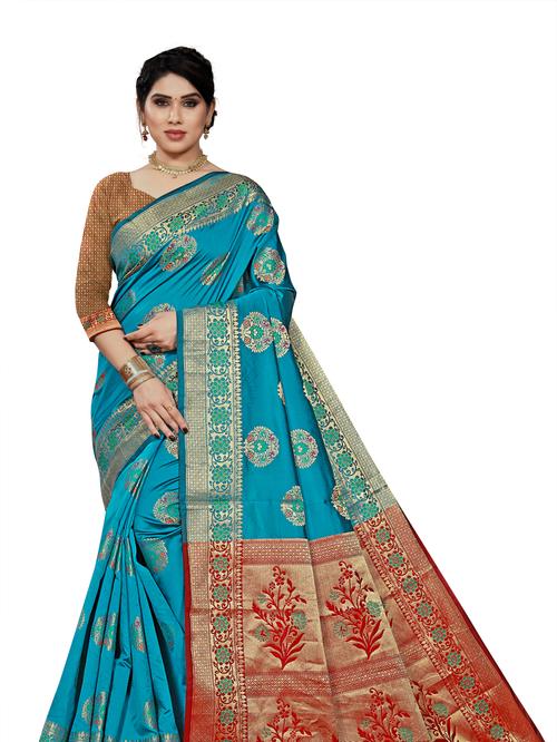 traditional banarsi cotton silk saree - 17929810 - Very Small Image - 1