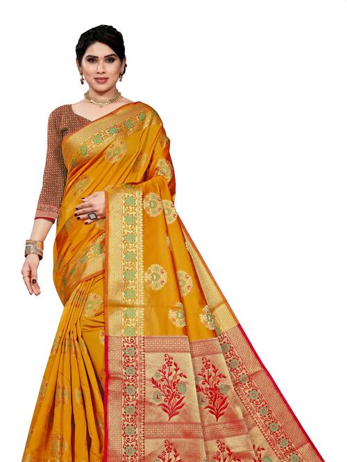 traditional banarsi cotton silk saree - 17929812 - Very Small Image - 1