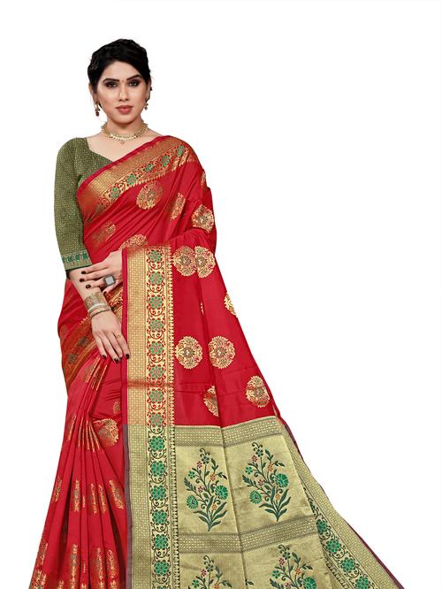 traditional banarsi cotton silk saree - 17929814 - Very Small Image - 1