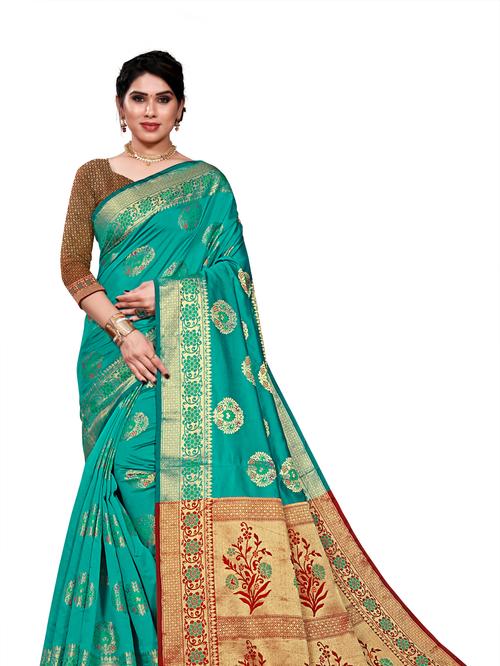 traditional banarsi cotton silk saree - 17929823 - Very Small Image - 1