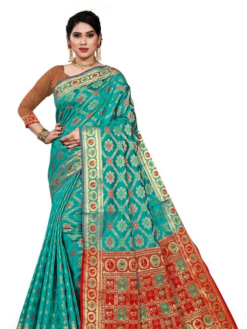 traditional banarsi cotton silk saree - 17929830 - Very Small Image - 1