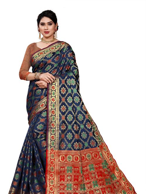 traditional banarsi cotton silk saree - 17929832 - Very Small Image - 1