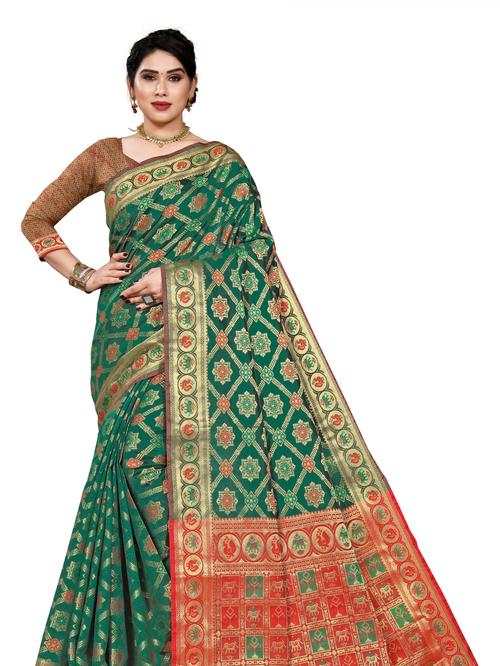 traditional banarsi cotton silk saree - 17929834 - Very Small Image - 1