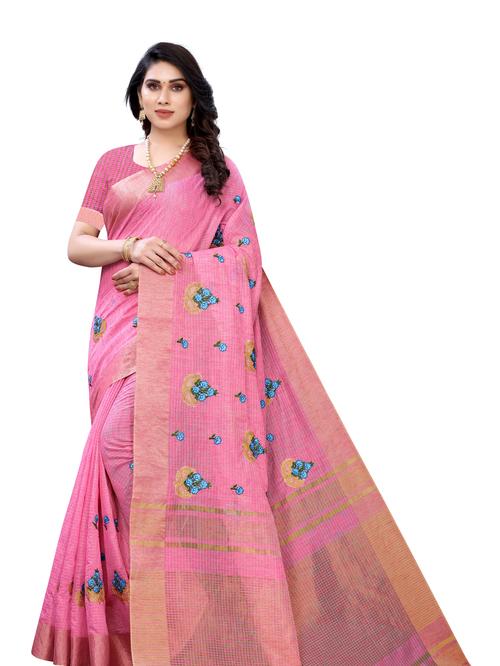 designer embroidery work cotton silk saree - 17929949 - Very Small Image - 1