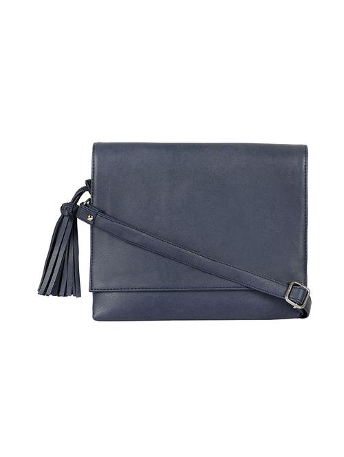 navy blue leatherette (pu) regular sling bag - 17930209 - Very Small Image - 1