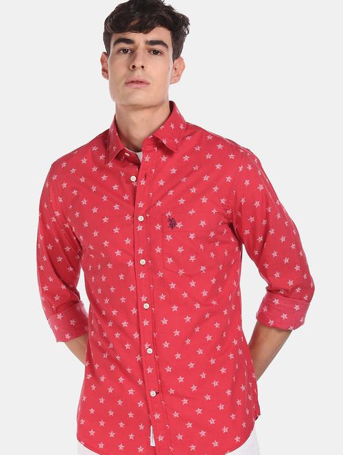 red printed casual shirt - 17930687 - Very Small Image - 1