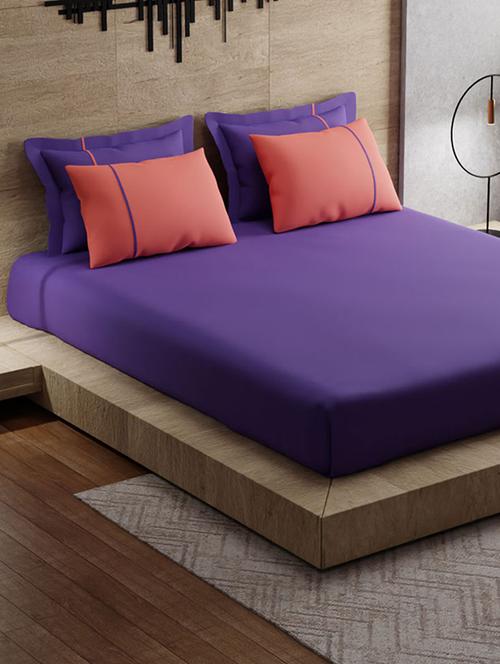 stoa paris colours collection cotton 144 tc violet - peach king bed sheet with 4 pillow covers - 17930931 - Very Small Image - 1