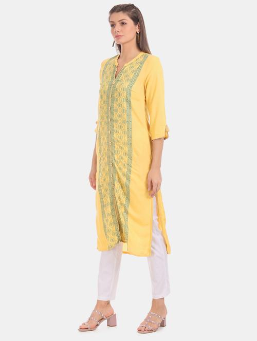 printed straight kurta - 17931645 - Very Small Image - 1