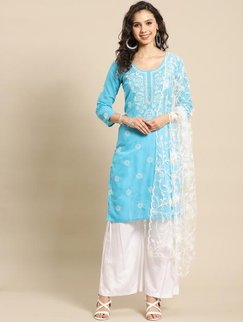 chikankari suit set - 17932995 - Very Small Image - 1