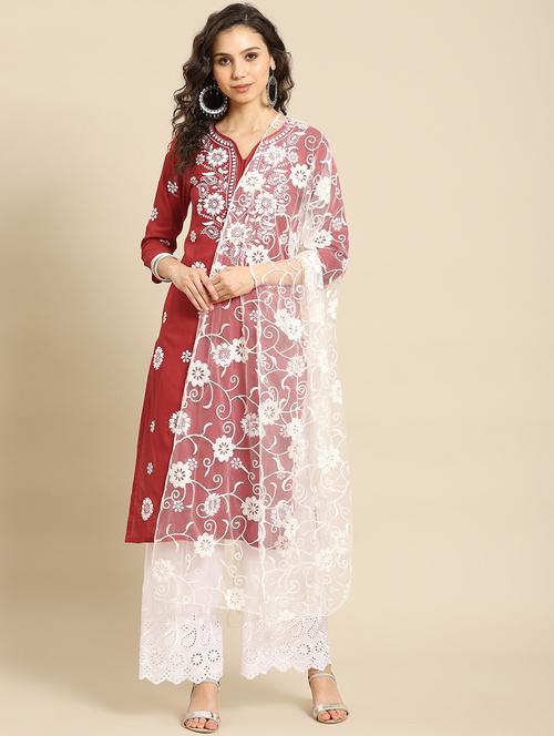chikankari suit set - 17933002 - Very Small Image - 1