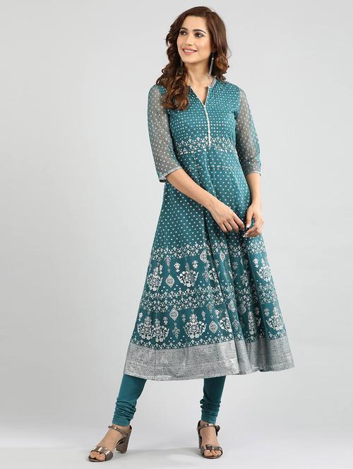printed teal suit set - 17933174 - Very Small Image - 1