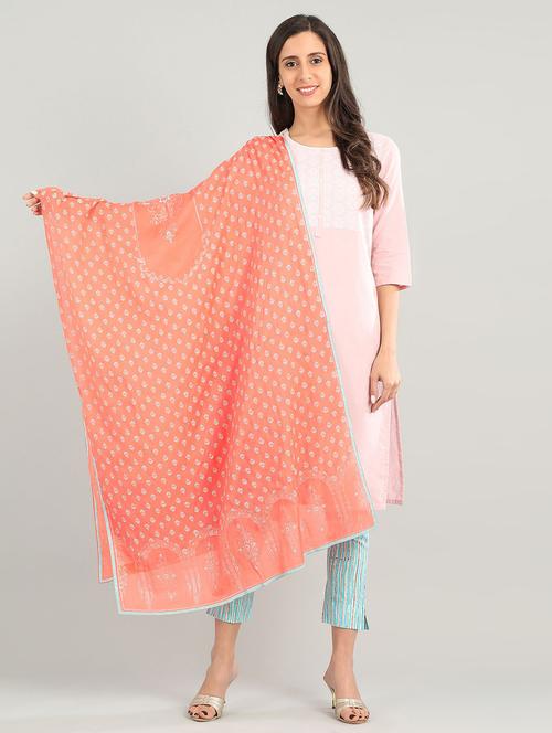 orange cotton dupatta - 17933305 - Very Small Image - 1