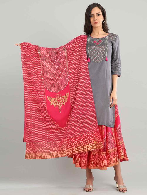 pink cotton dupatta - 17933306 - Very Small Image - 1