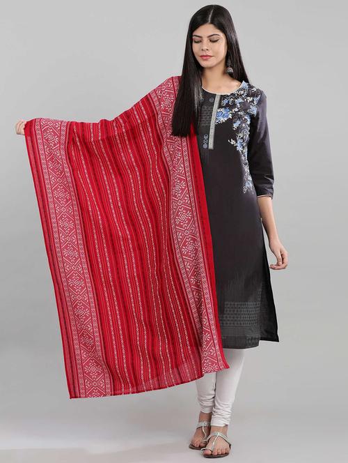 red cotton dupatta - 17933325 - Very Small Image - 1