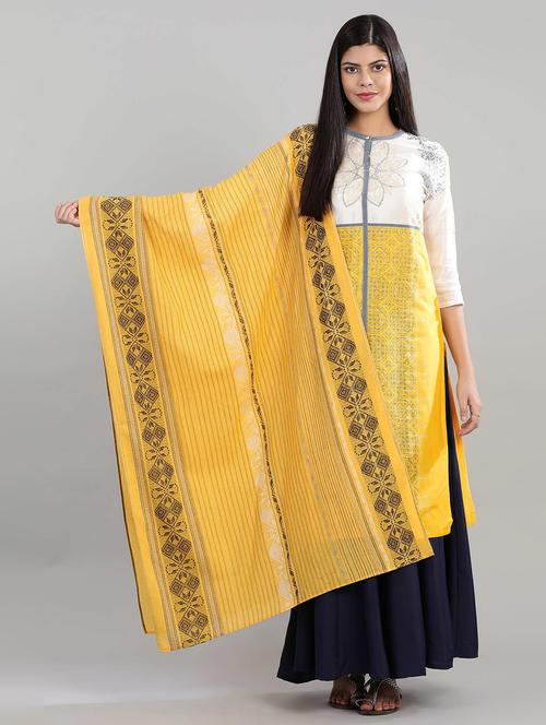 yellow cotton dupatta - 17933326 - Very Small Image - 1
