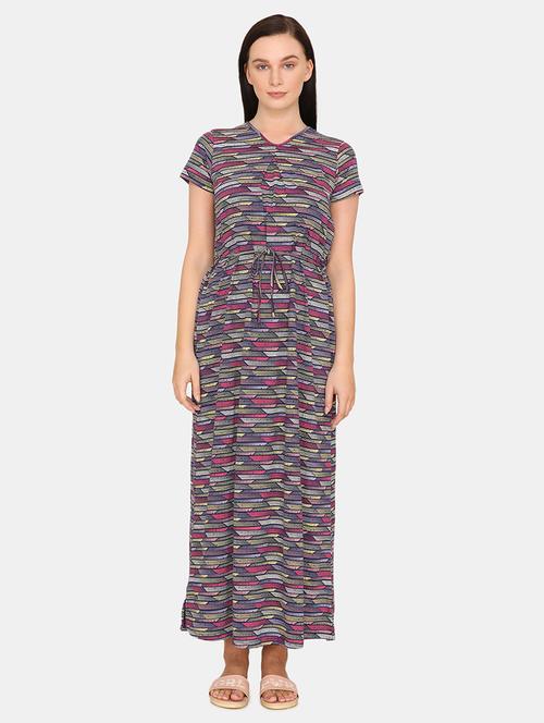 tie front printed nighty - 17933788 - Very Small Image - 1