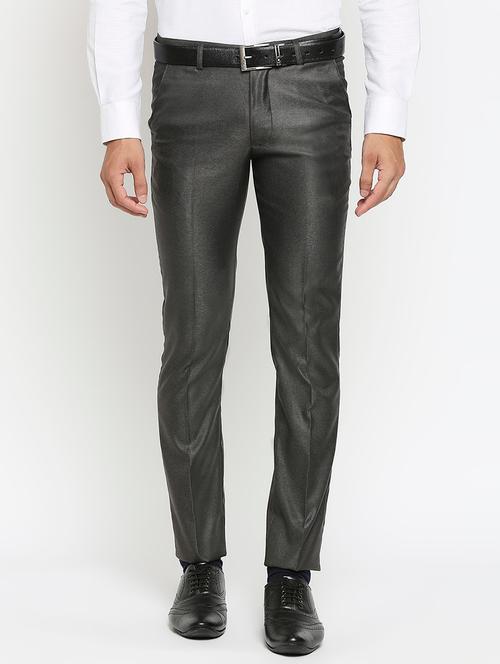 grey textured flat front formal trouser - 17933865 - Very Small Image - 1
