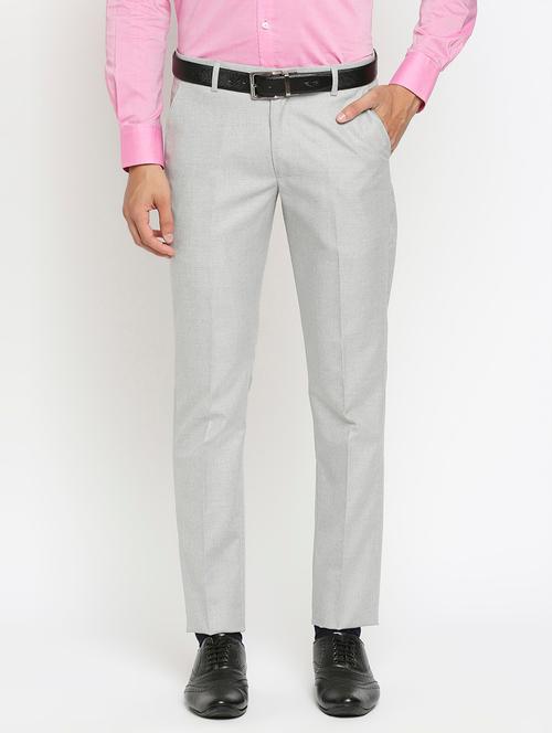 grey textured flat front formal trouser - 17933868 - Very Small Image - 1
