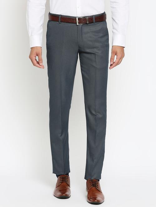 grey textured flat front formal trouser - 17933871 - Very Small Image - 1