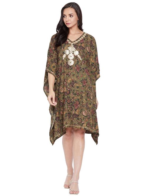v-neck embroidered a-line dress - 17933993 - Very Small Image - 1