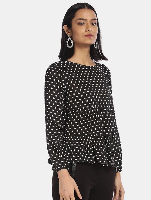 round neck polka dot top - 17935245 - Very Small Image - 1