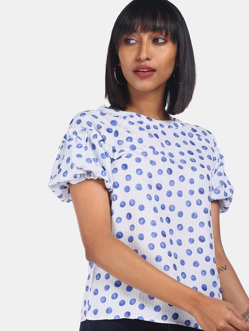 round neck polka dot top - 17935247 - Very Small Image - 1